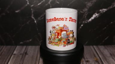 Tasse auf Kundenwusch individuell angefertigt.